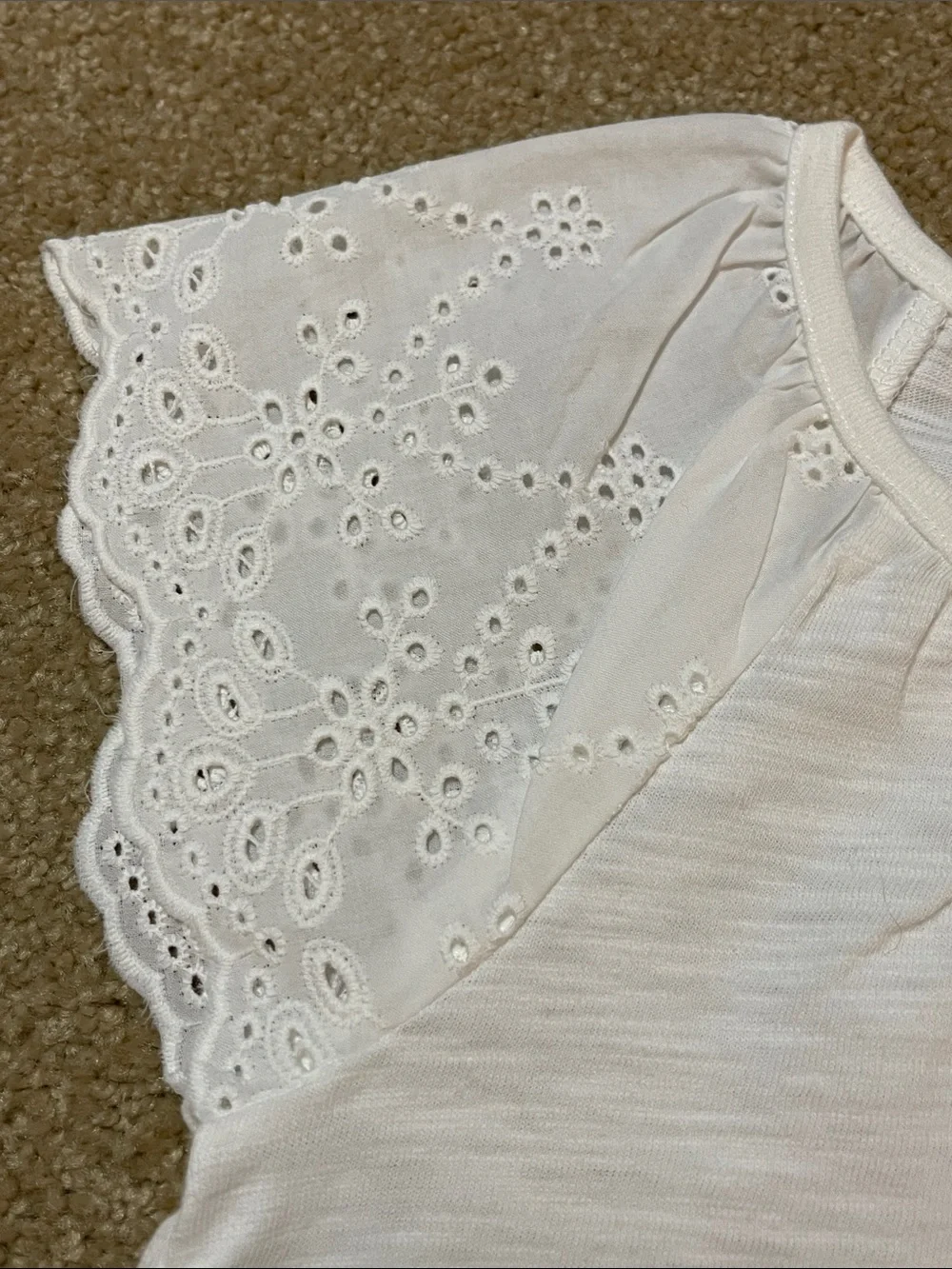 OshKosh B'gosh White Eyelet Sleeve Short Sleeve Tee